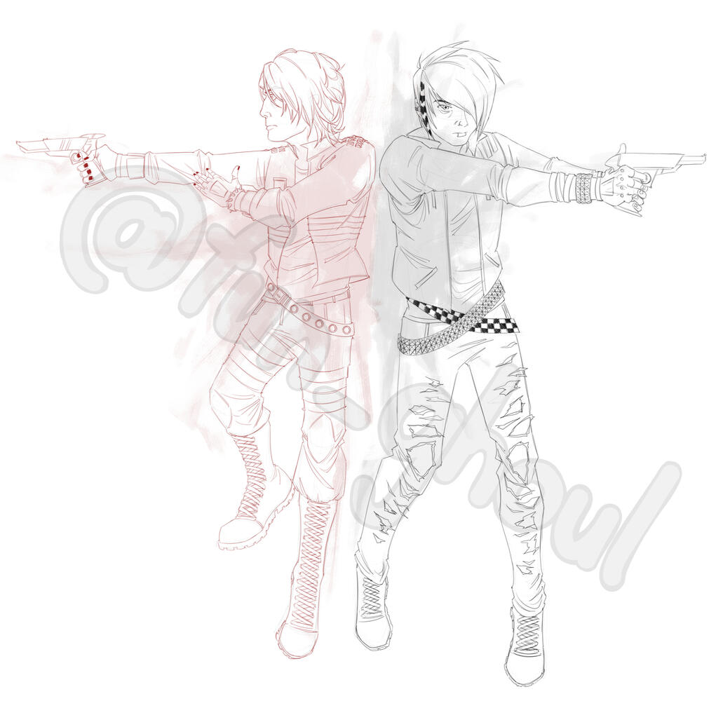 two fullbodies lineart